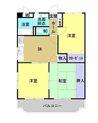 ユーミー遠田 3DKの間取図画像