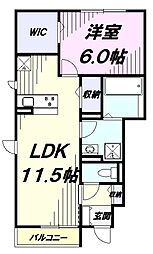 レ・ブルー 1階1LDKの間取り