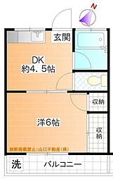 コーポ旭ヶ丘 1DKの間取図画像