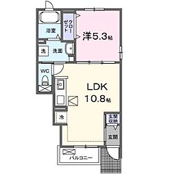 ミルト・ラフレシール 1階1LDKの間取り