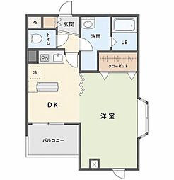 エール本千葉 1DKの間取図画像