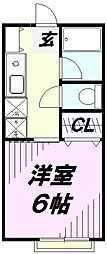 西武池袋線 秋津駅 徒歩9分の賃貸アパート 1階1Kの間取り