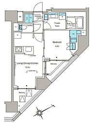ルフォンプログレ蔵前プレミア 1LDKの間取図画像
