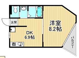 エルスタンザ武蔵小金井 1DKの間取図画像