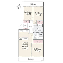 ラポール中川 2階3LDKの間取り
