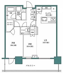 クラッシィタワー東中野 2LDKの間取図画像