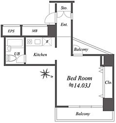 メゾン・ド・ヴィレ麻布台 9階1Kの間取り