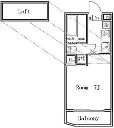 マーキス 2階1Kの間取り