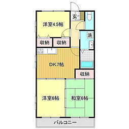 エリジアハイツ桟橋 3DKの間取図画像