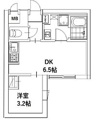 マリオン千川 2階1DKの間取り