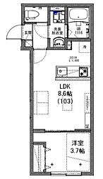 KEIAI RESIDENCE勝田台 1階1LDKの間取り