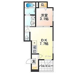 EMBELLIR COCO 2階1DKの間取り