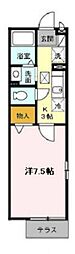 プルミエコート 1階1Kの間取り