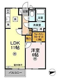 クレッセントガーデン 1階1LDKの間取り