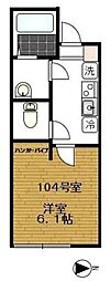 アザーレ・クオン 1Kの間取図画像