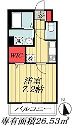 JR総武線 船橋駅 徒歩12分の賃貸アパート 1階1Kの間取り