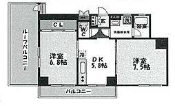 メゾン・オカダ 4階2DKの間取り
