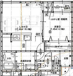 新潟市中央区下所島1丁目アパート 1LDKの間取図画像