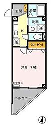プレシア 1Kの間取図画像