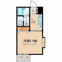 ベルグラン祖師谷 2階1Kの間取り