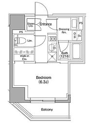 ザ・パークハビオ赤羽 4階1Kの間取り