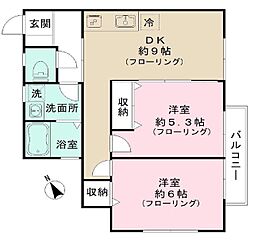 プリペア91 1階2DKの間取り