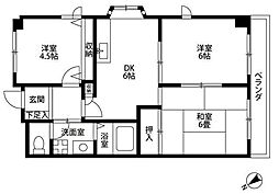 パールマンション2 3DKの間取図画像