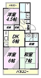 所沢メゾン1号館 2階3DKの間取り