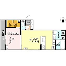 ディアコート鷹合 1LDKの間取図画像