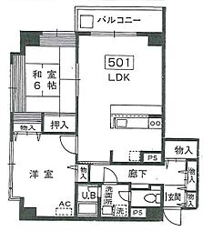 ベルトピア二の宮 5階2LDKの間取り