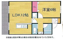 サンパレス越谷 1LDKの間取図画像