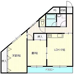 キュウブ寄木戸A 2LDKの間取図画像