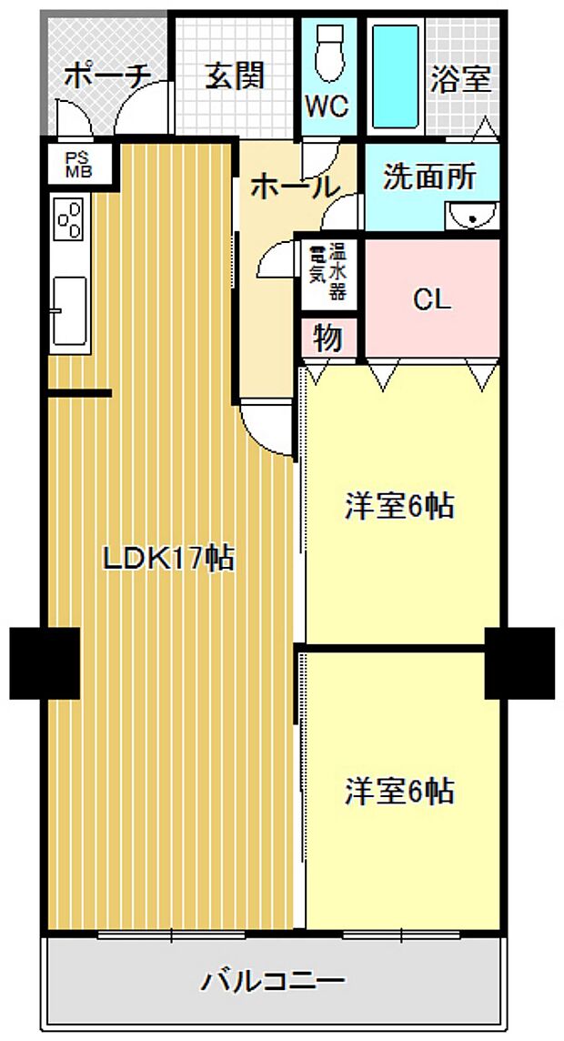 CO-OP下関第2上田中マンション(2SLDK) 2階/204の間取り