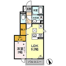 メゾン医大前桜2E 1LDKの間取図画像