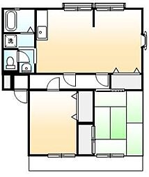 JR山陽本線 東福山駅 徒歩35分の賃貸アパート 1階2LDKの間取り