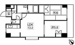 田部ビル 10階2LDKの間取り