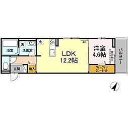 ハピネス 1LDKの間取図画像
