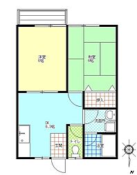 デッキー佐和田 2DKの間取図画像