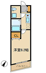 EAST INAGE 2階1Kの間取り