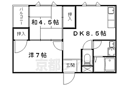 JR東海道・山陽本線 山科駅 徒歩9分の賃貸マンション 3階2LDKの間取り