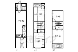 京都地下鉄東西線 椥辻駅 徒歩23分の賃貸一戸建て 3SDKの間取り
