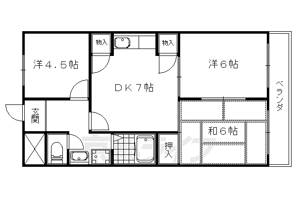 京都府京都市山科区小野西浦(賃貸マンション3DK・5階・55.08㎡)の写真 その2