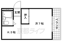 京都地下鉄東西線 椥辻駅 徒歩23分の賃貸マンション 3階1Kの間取り