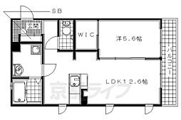 エーデルハイム東香園 1階1LDKの間取り