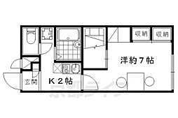 JR東海道・山陽本線 山科駅 徒歩13分の賃貸アパート 2階1Kの間取り