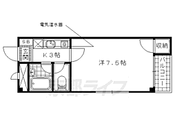 京都地下鉄東西線 小野駅 徒歩4分の賃貸マンション 3階1Kの間取り