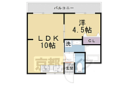 グランブルー宇治 1階1LDKの間取り