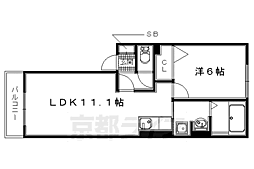 Ｄ−ｒｏｏｍ白鳳 2階1LDKの間取り