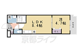 仮）ＣＵＯＲＥ城陽 405 3階1LDKの間取り
