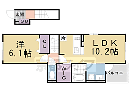 アビアント 2階1LDKの間取り